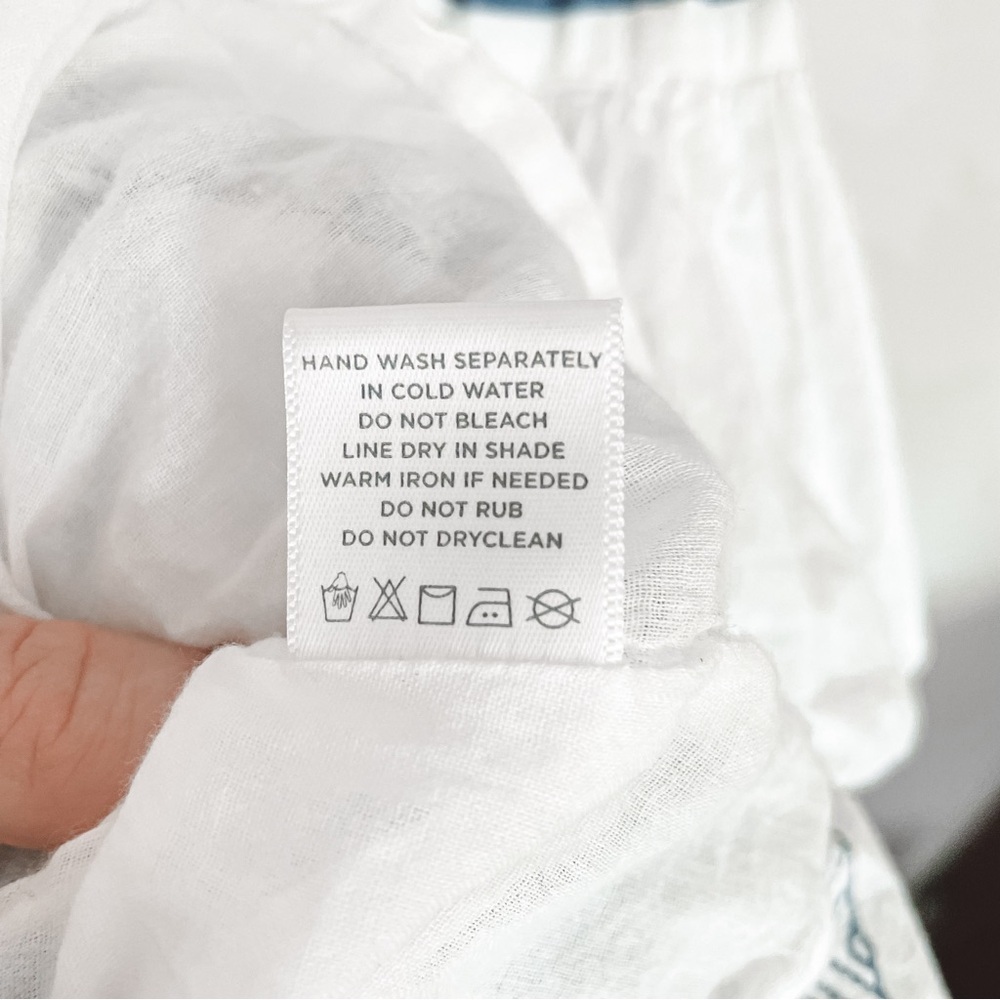 Roller Rabbit | Mona Border Maricruz Cotton White & Blue Peasant Dress - Picture 11 of 13
